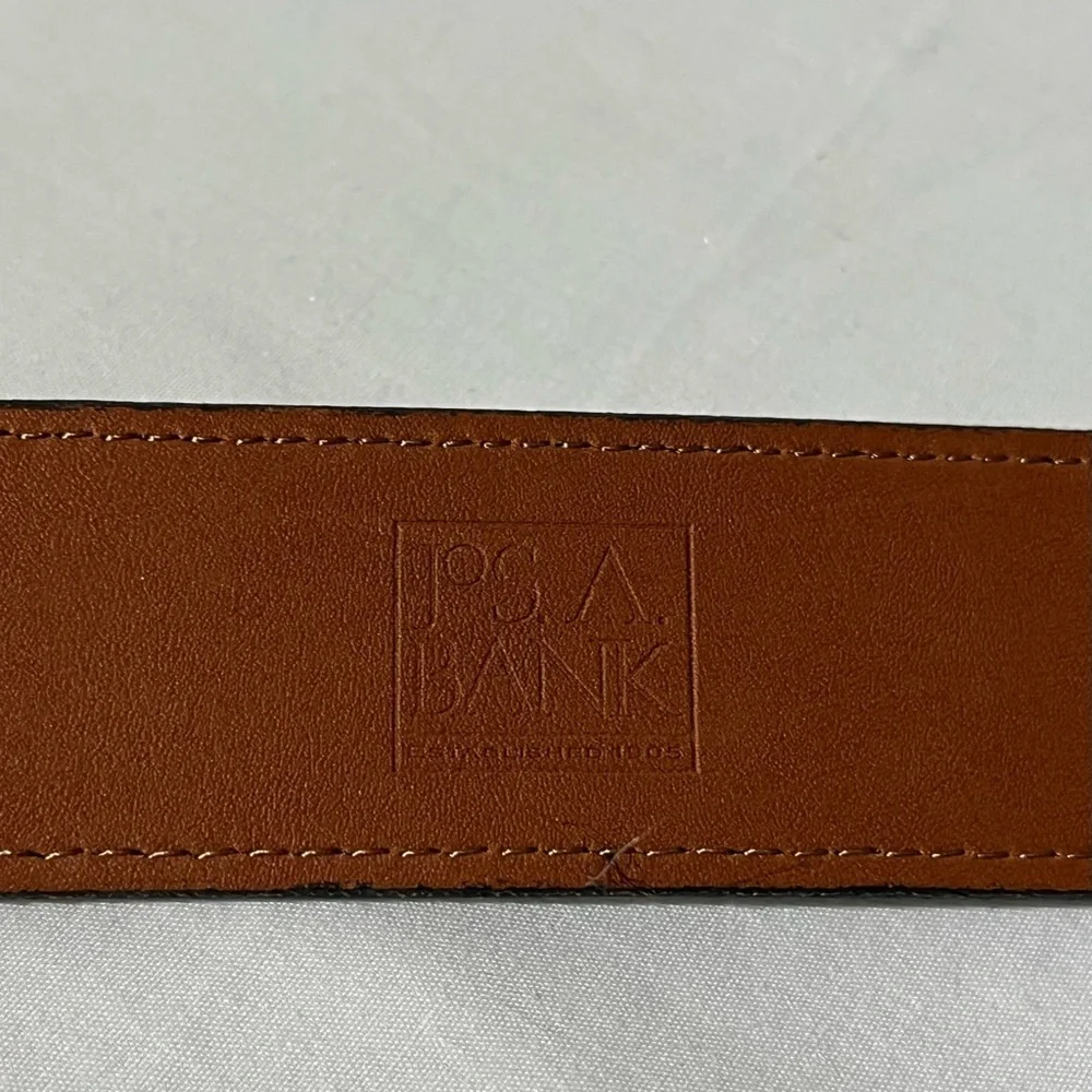 NEW Jos A Bank Leather Belt Men's Black Silver Buckle with Leather Accent